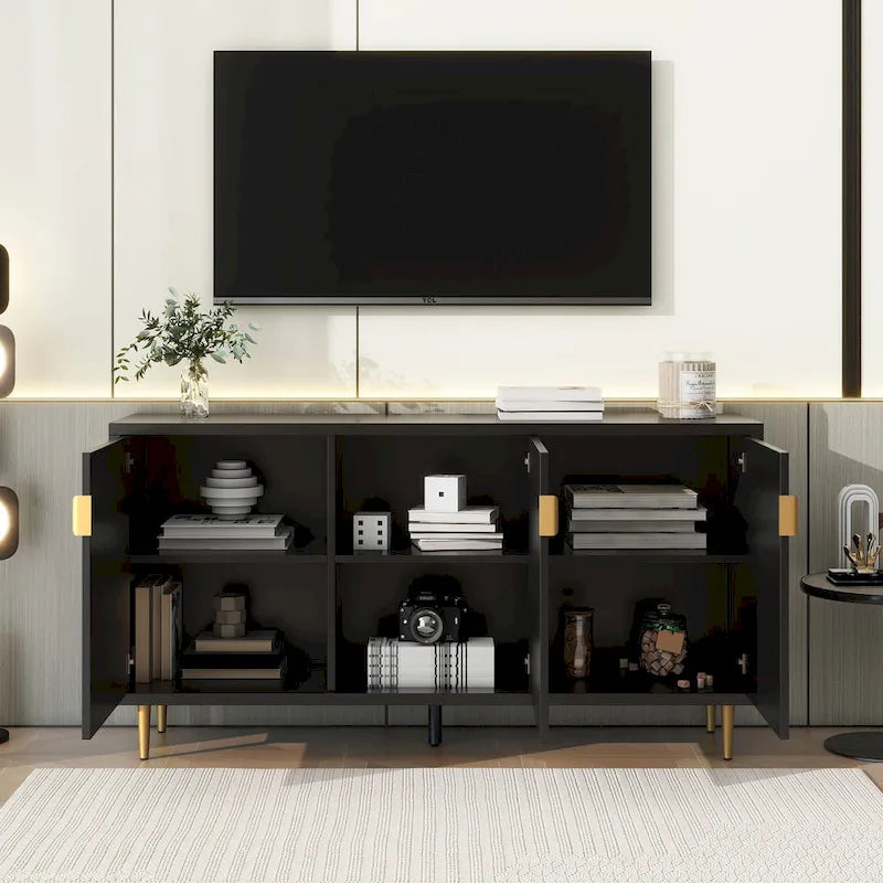 Mueble para TV de 65 pulgadas con 3 puertas y estantes ajustables