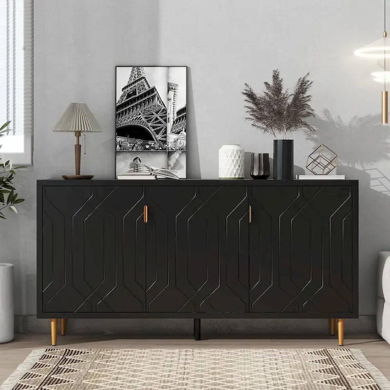 Mueble para TV de 65 pulgadas con 3 puertas y estantes ajustables