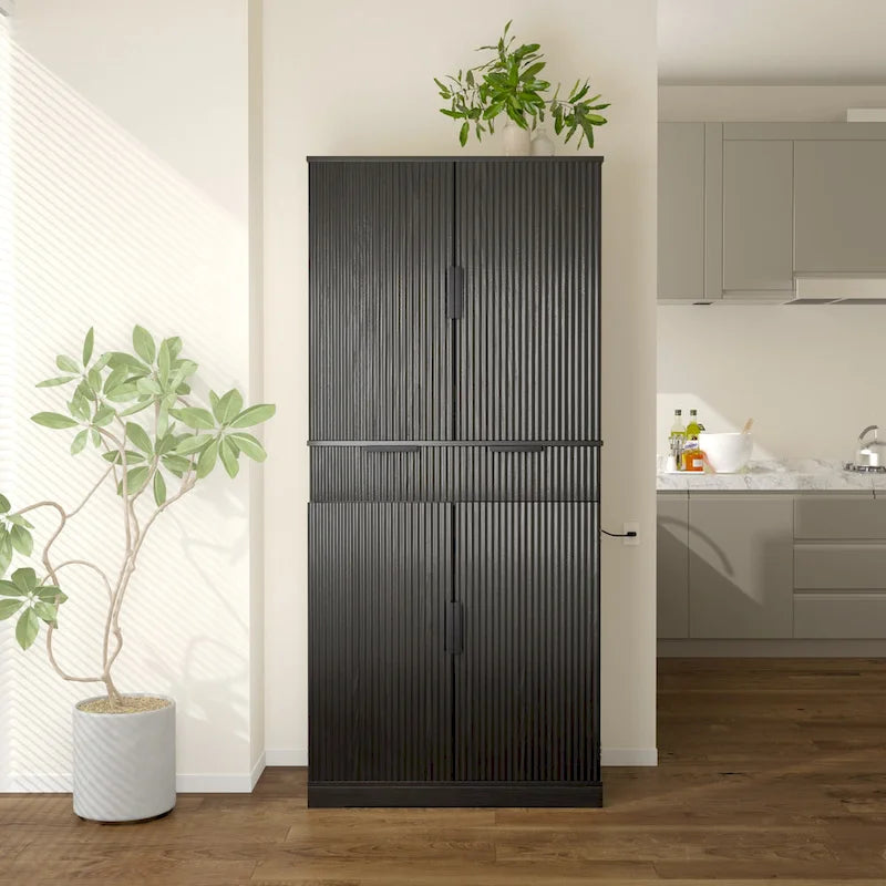 Armario despensa alto de cocina con cajón y 3 bandejas extraíbles