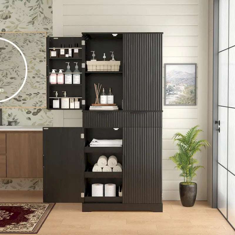 Armario despensa alto de cocina con cajón y 3 bandejas extraíbles