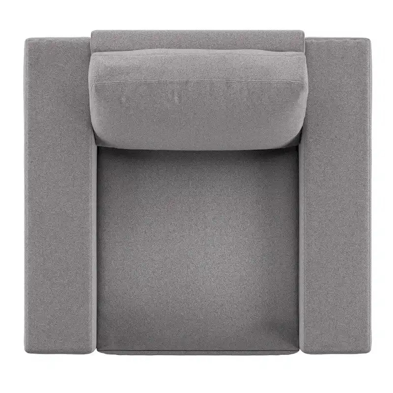 Sillón de lino gris con cojines de plumas y plumón