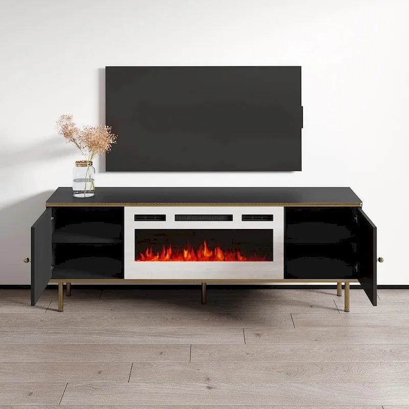 Meuble TV avec cheminée électrique de 63 pouces