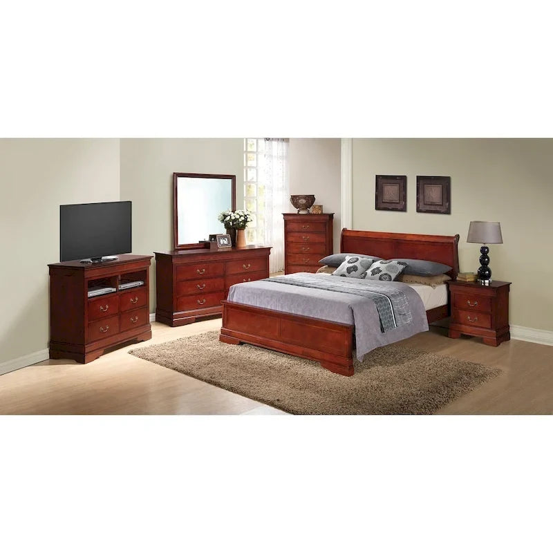 Cama tradicional tamaño Queen con paneles negros