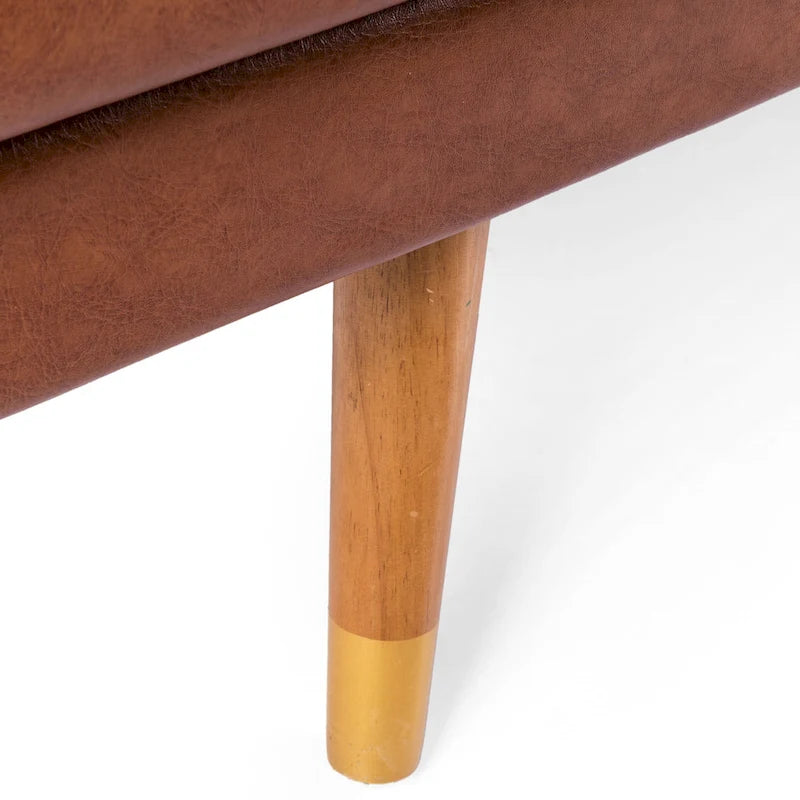 Sofa aus Kunstleder im Mid-Century-Stil mit Knopfheftung und Kissen