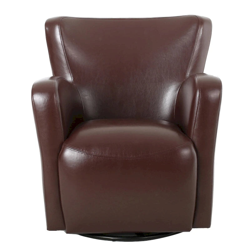 Sillón giratorio estilo club con respaldo alado de cuero regenerado