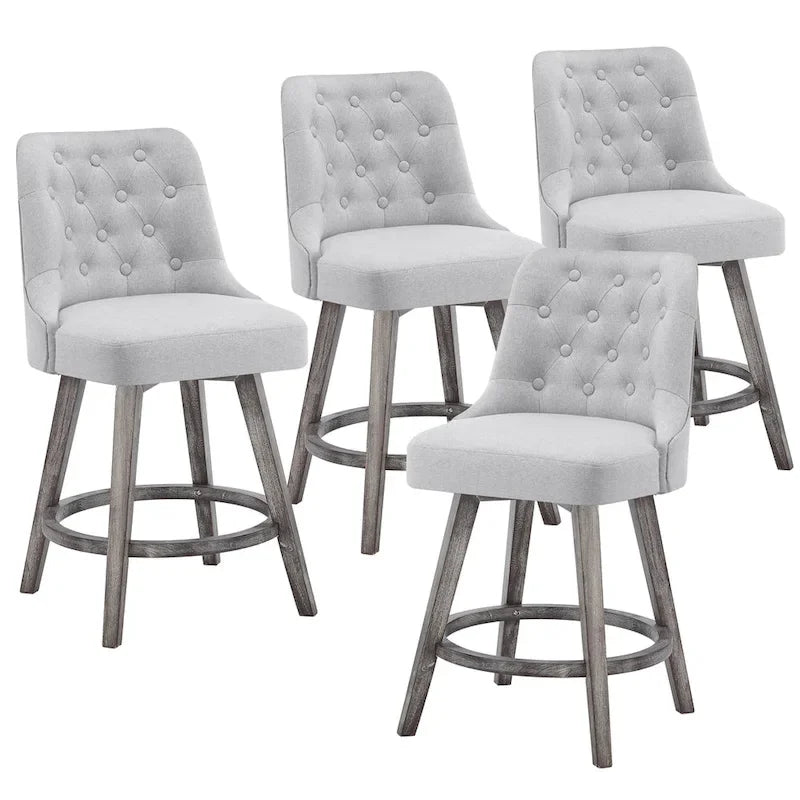 Tufted 360° Swivel Bar Stools, Set of 4