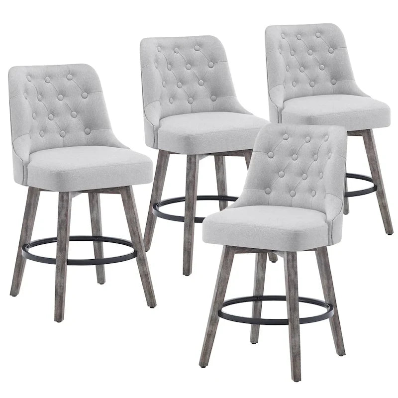 Tufted 360° Swivel Bar Stools, Set of 4