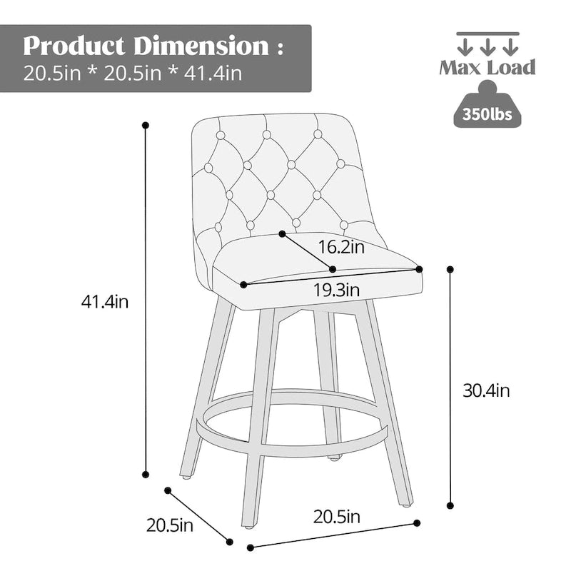 Tufted 360° Swivel Bar Stools, Set of 4