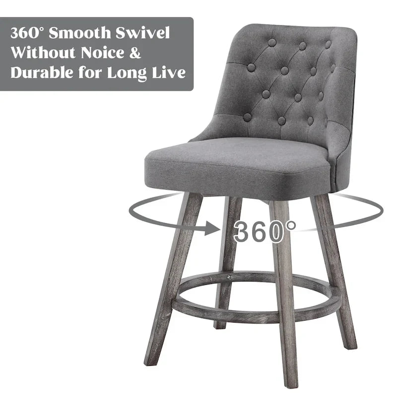 Tufted 360° Swivel Bar Stools, Set of 4