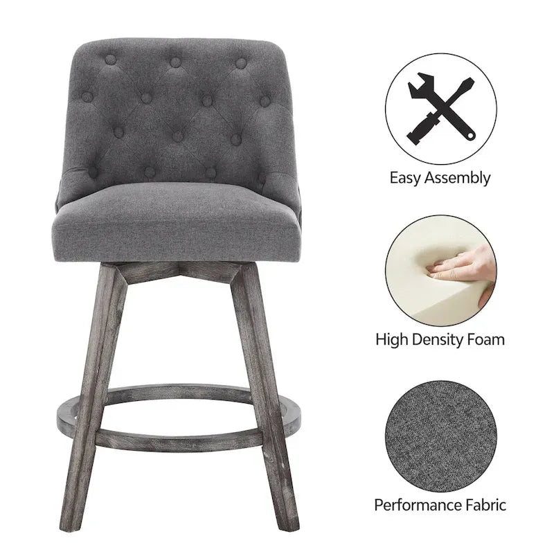 Tufted 360° Swivel Bar Stools, Set of 4