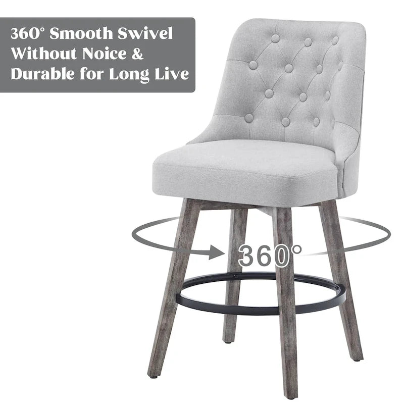 Tufted 360° Swivel Bar Stools, Set of 4