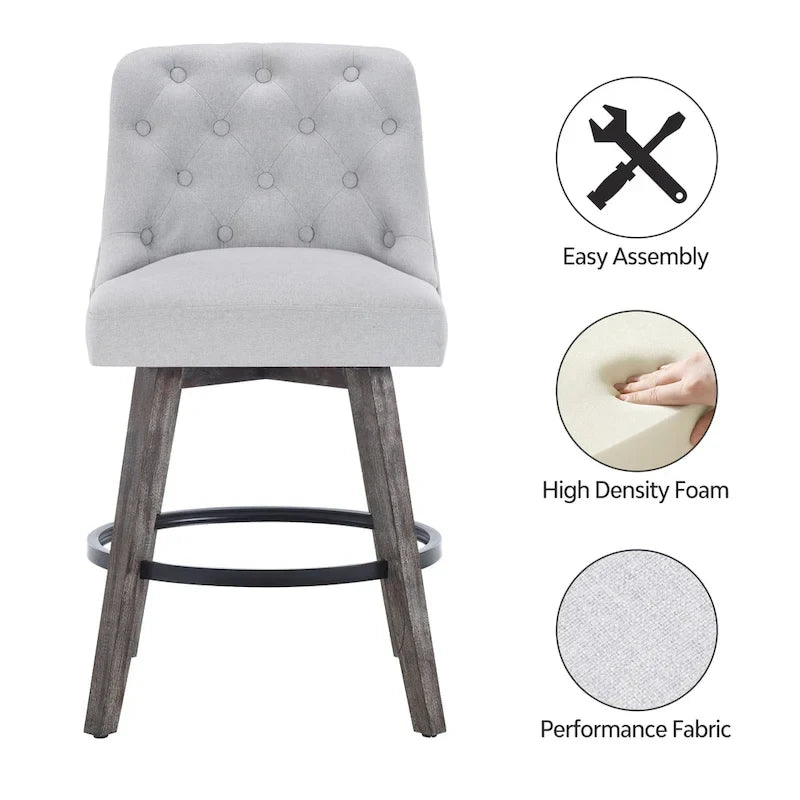 Tufted 360° Swivel Bar Stools, Set of 4