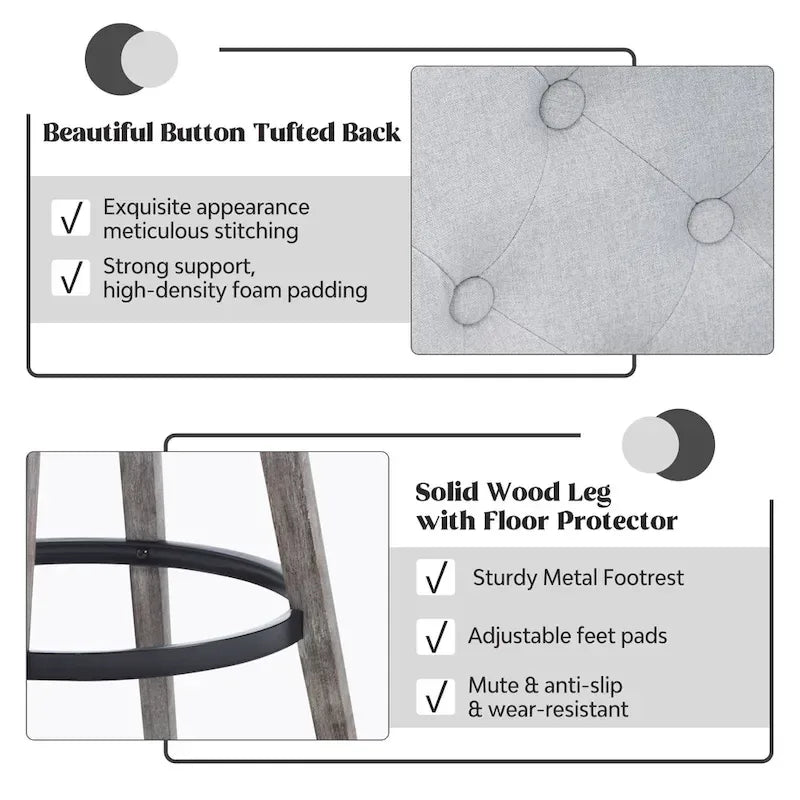 Tufted 360° Swivel Bar Stools, Set of 4