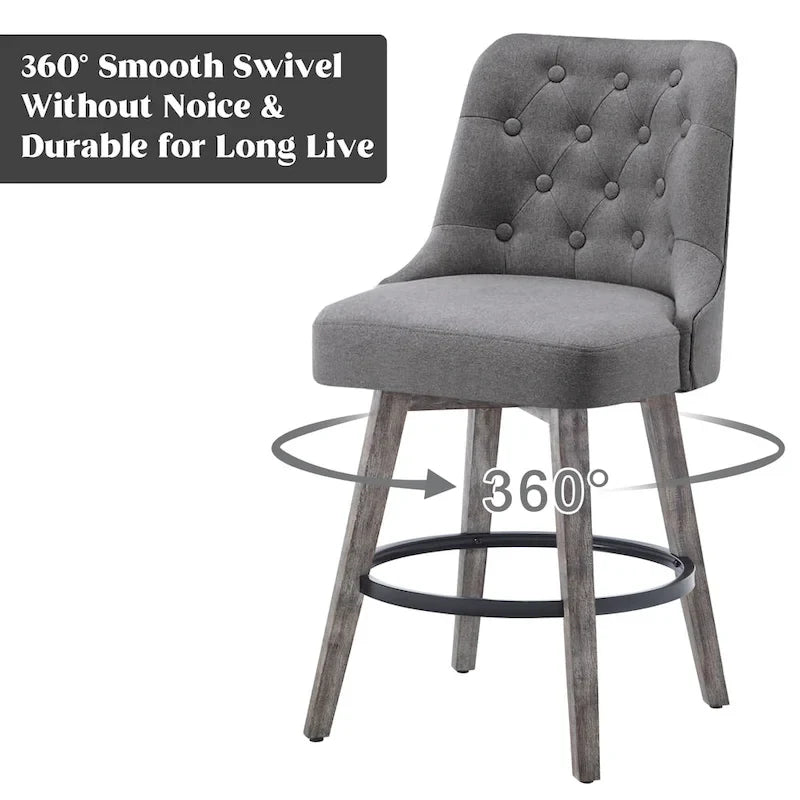 Tufted 360° Swivel Bar Stools, Set of 4