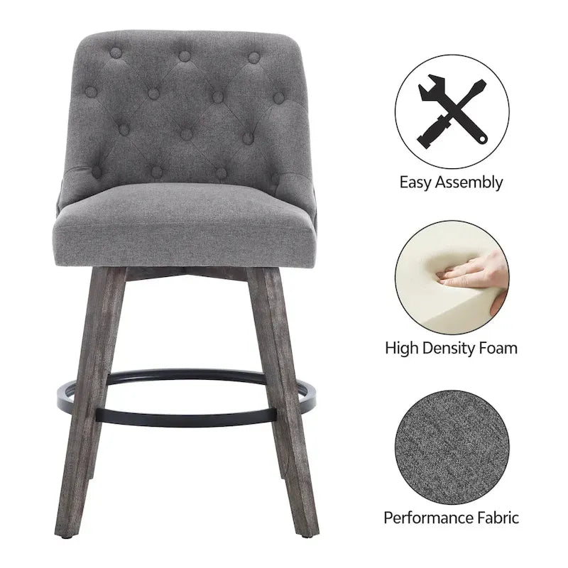 Tufted 360° Swivel Bar Stools, Set of 4