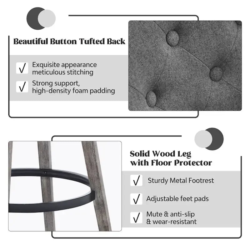 Tufted 360° Swivel Bar Stools, Set of 4