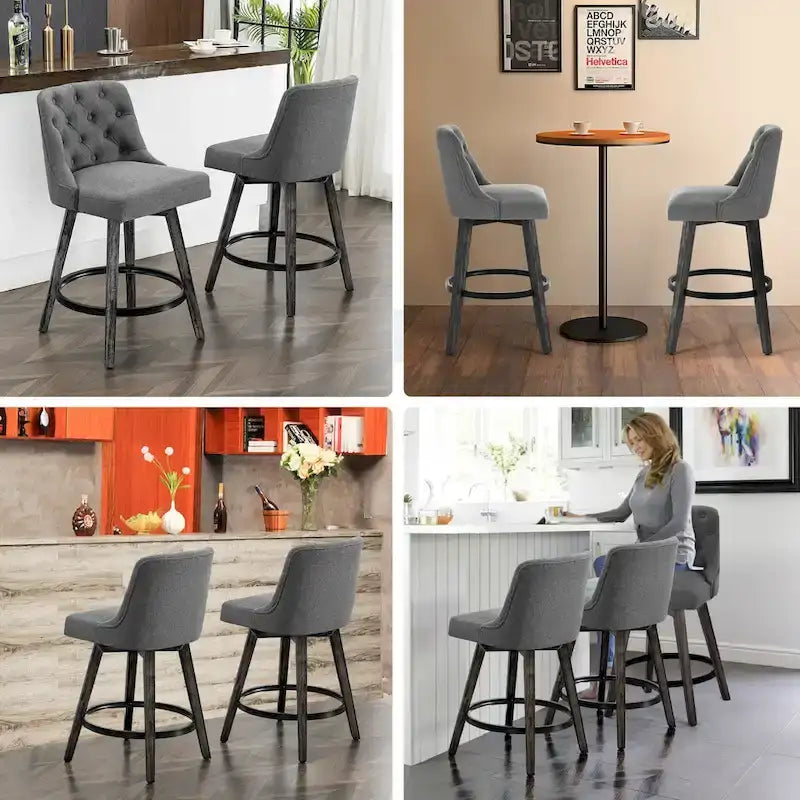 Tufted 360° Swivel Bar Stools, Set of 4