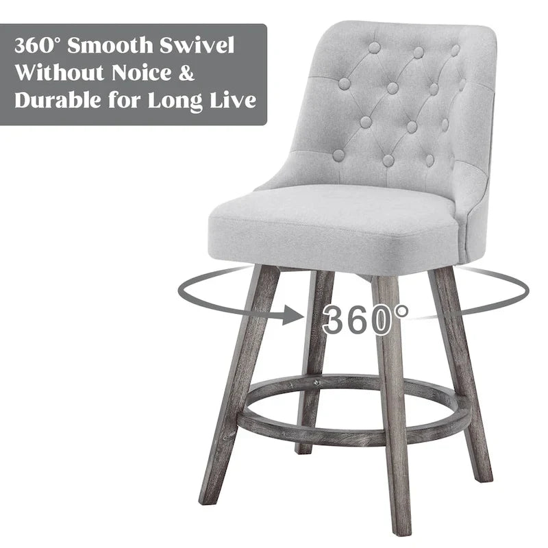 Tufted 360° Swivel Bar Stools, Set of 4
