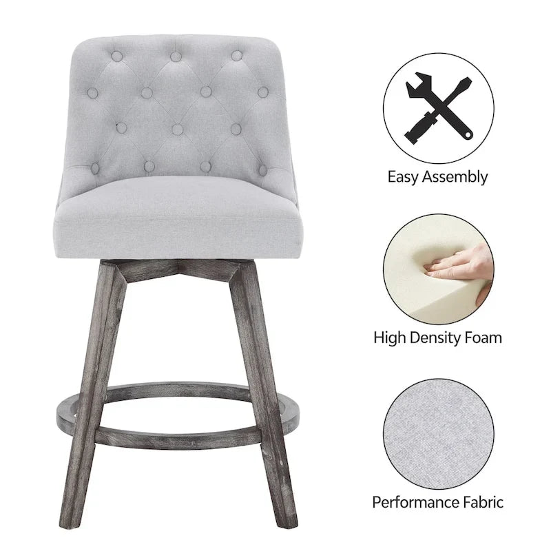 Tufted 360° Swivel Bar Stools, Set of 4