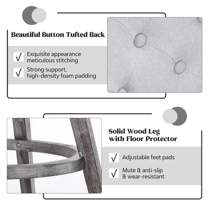 Tufted 360° Swivel Bar Stools, Set of 4