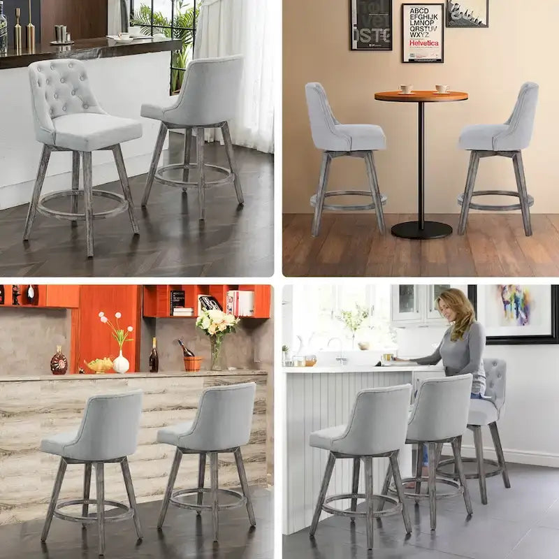 Tufted 360° Swivel Bar Stools, Set of 4