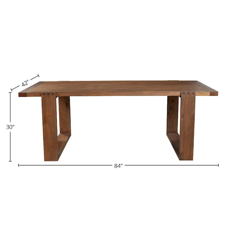 Table de salle à manger en pin massif avec finition brun antique