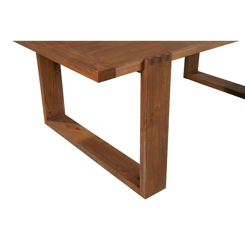 Mesa de comedor de pino macizo con acabado marrón antiguo