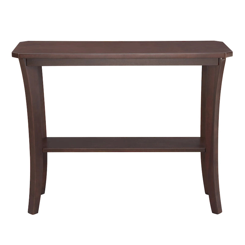 Mesa consola de madera maciza con estante inferior