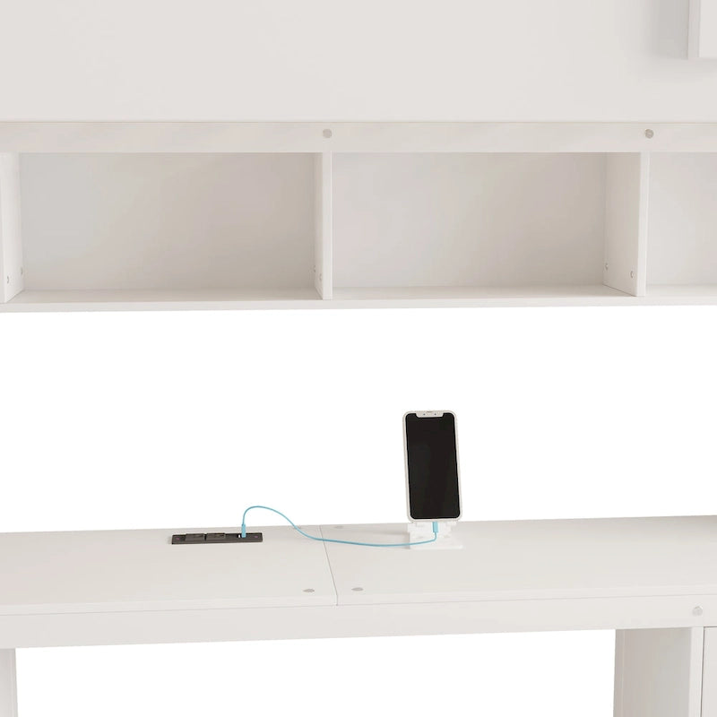 Hochbett in voller Größe mit Schreibtisch, Stauraum und Ladeanschlüssen