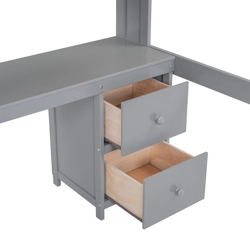Hochbett in voller Größe mit Schreibtisch, Stauraum und Ladeanschlüssen
