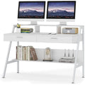 Computer Desk with 2 Drawers and Monitor Stand
