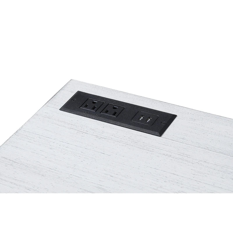 Scrivania a L con piano sollevabile, porte USB e prese di corrente
