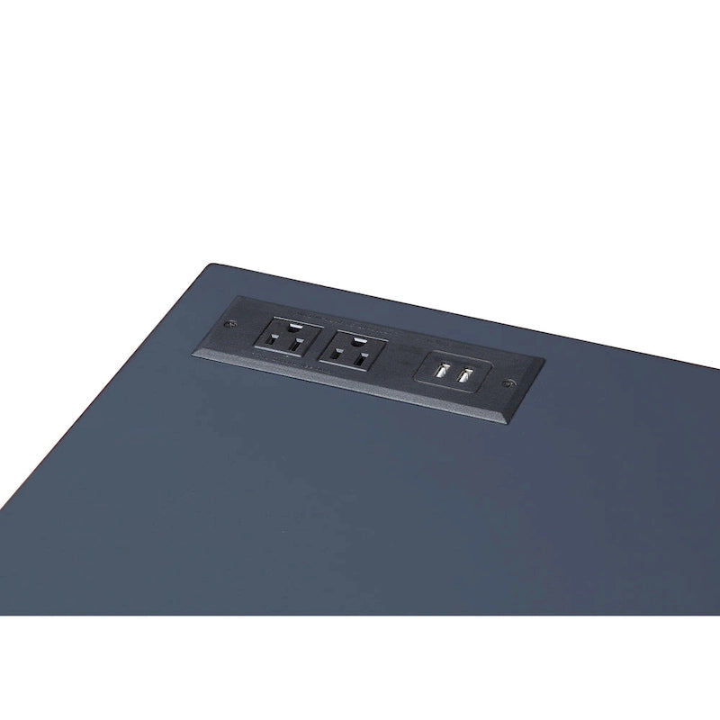 Scrivania a L con piano sollevabile, porte USB e prese di corrente
