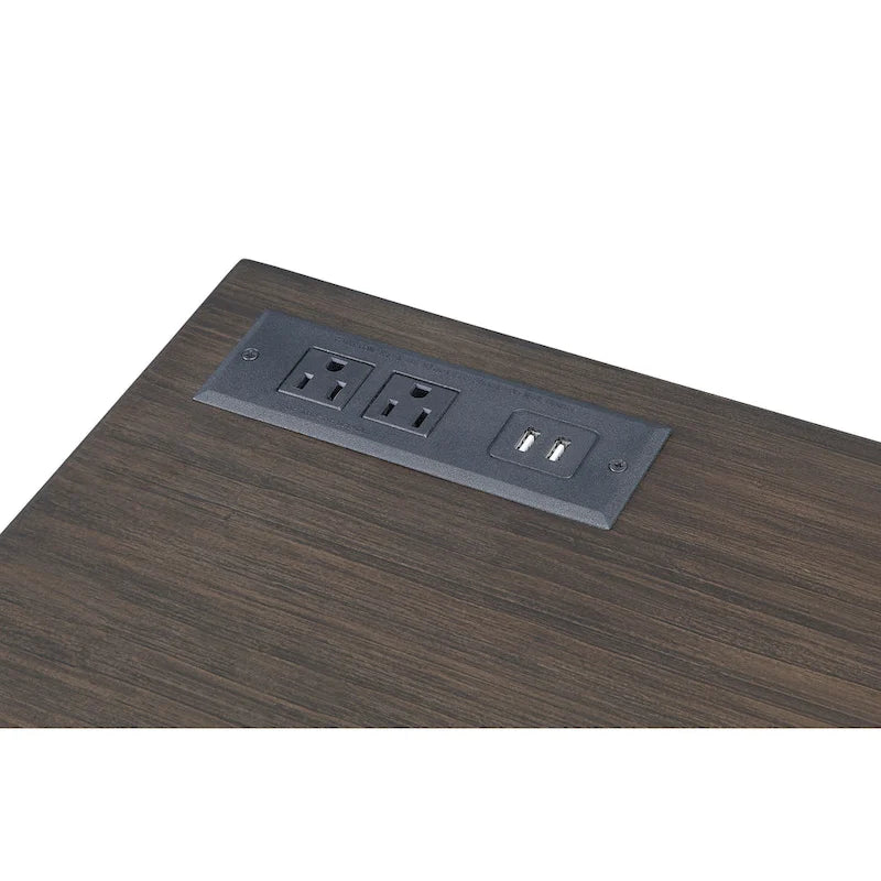 Scrivania a L con piano sollevabile, porte USB e prese di corrente