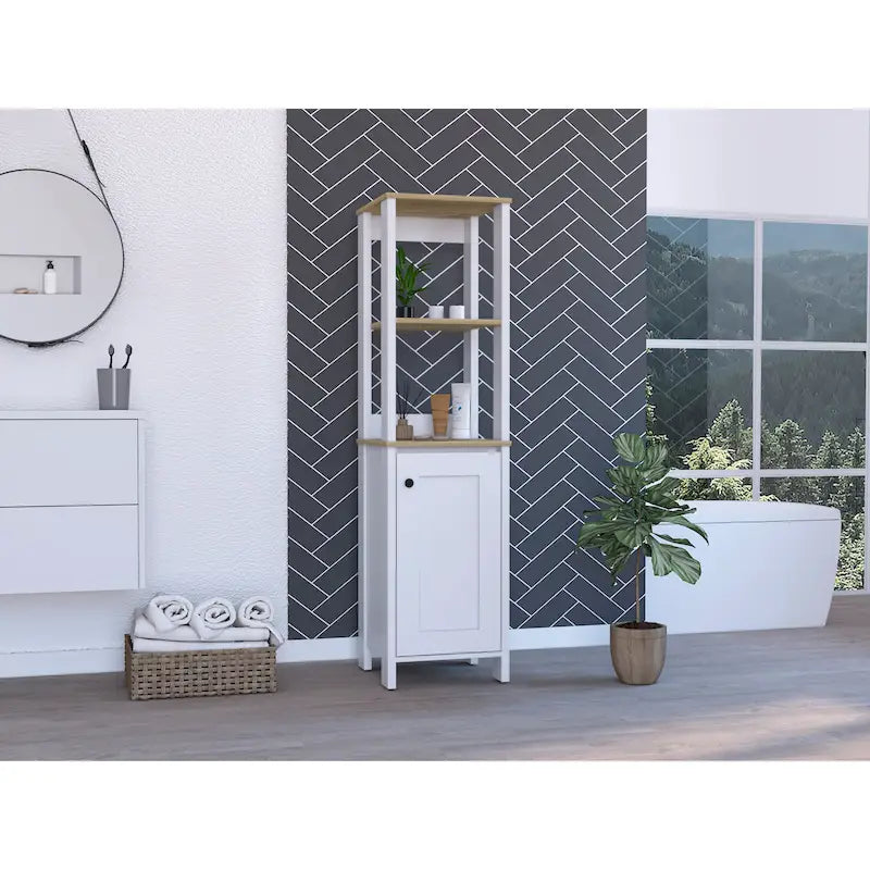 Armario para ropa de baño con 4 estantes y una puerta