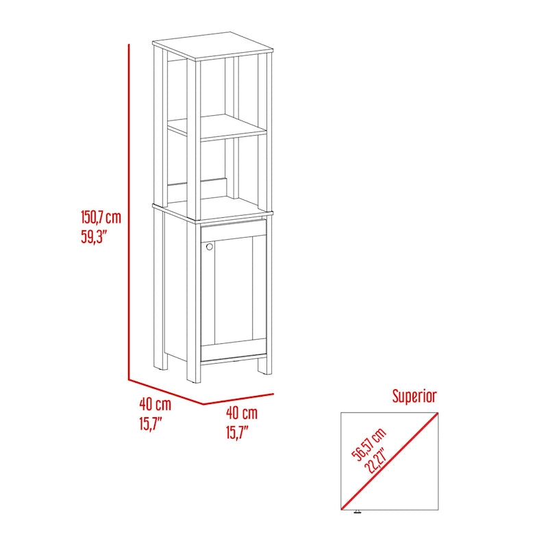 Armario para ropa de baño con 4 estantes y una puerta