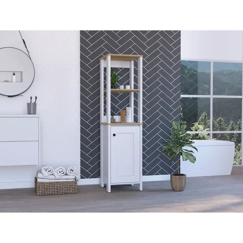 Armario para ropa de baño con 4 estantes y una puerta