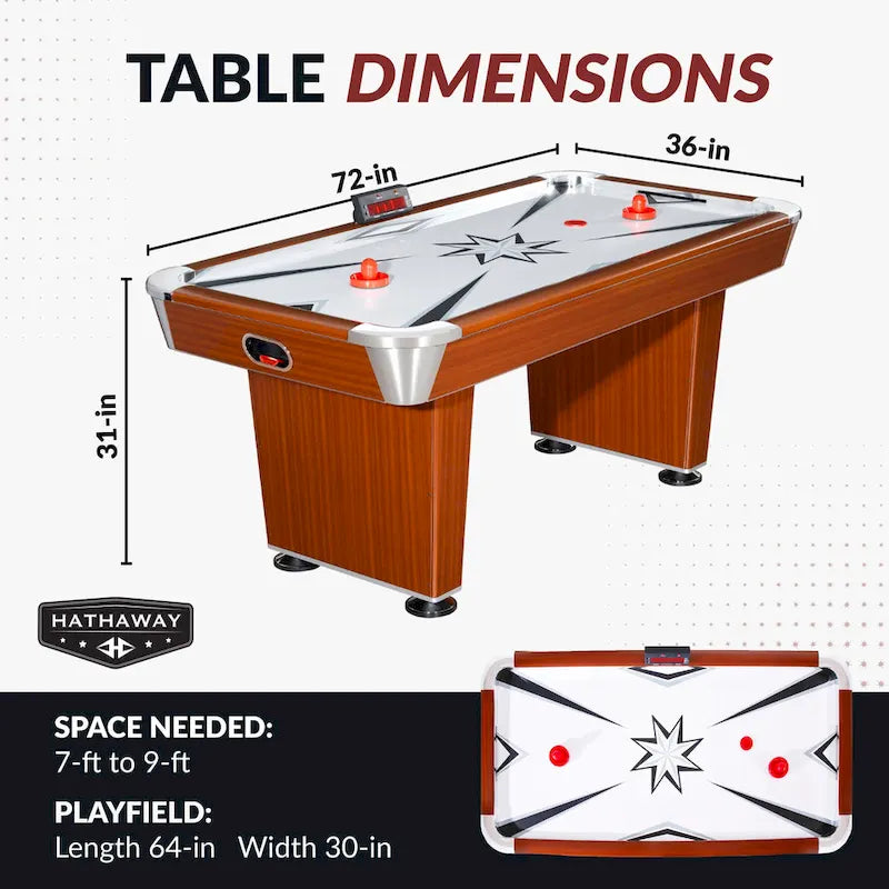 72-Inch Air Hockey Table with LED Scoring