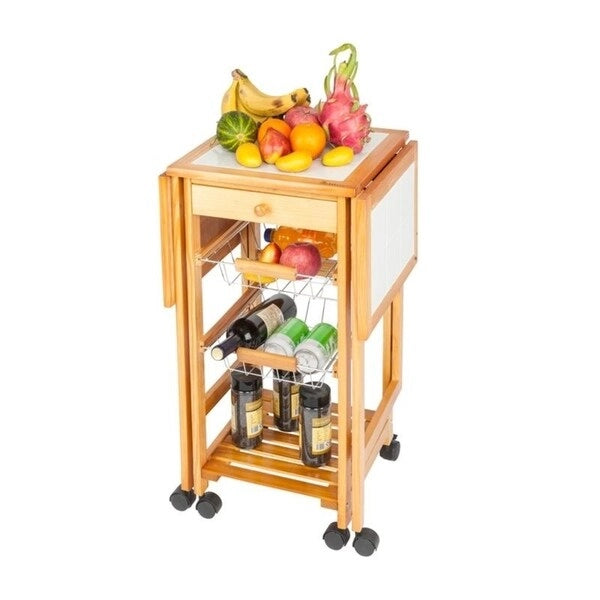 Kücheninselwagen mit Klappplatte und Keramikoberfläche