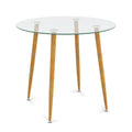 Table ronde de salle à manger en verre trempé avec pieds en métal