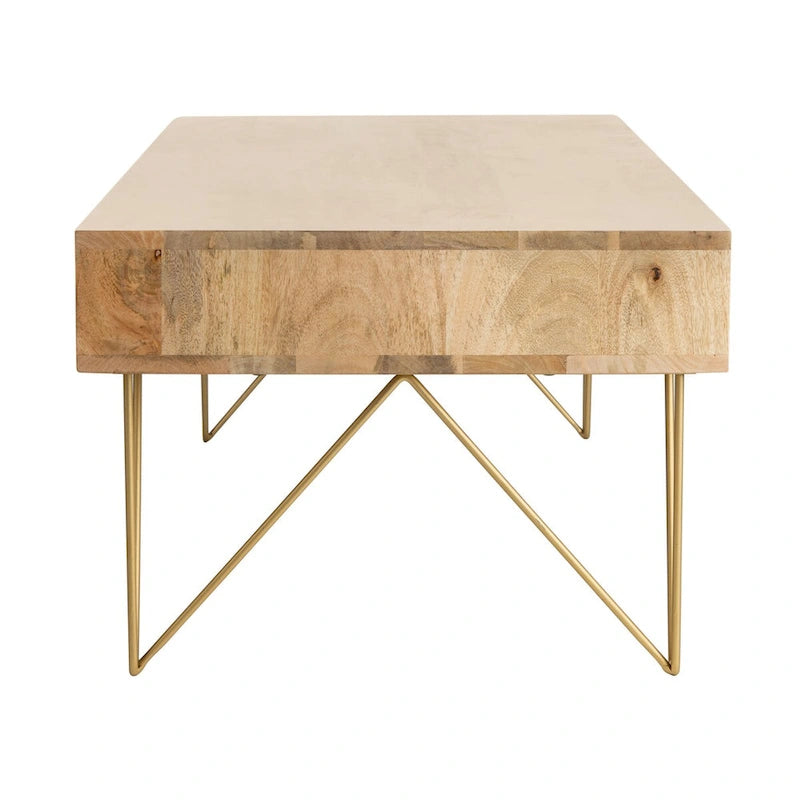 Couchtisch aus Mangoholz mit Schublade und Ablage