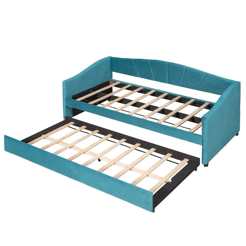 Twin Velvet Daybed with Pull-Out Trundle