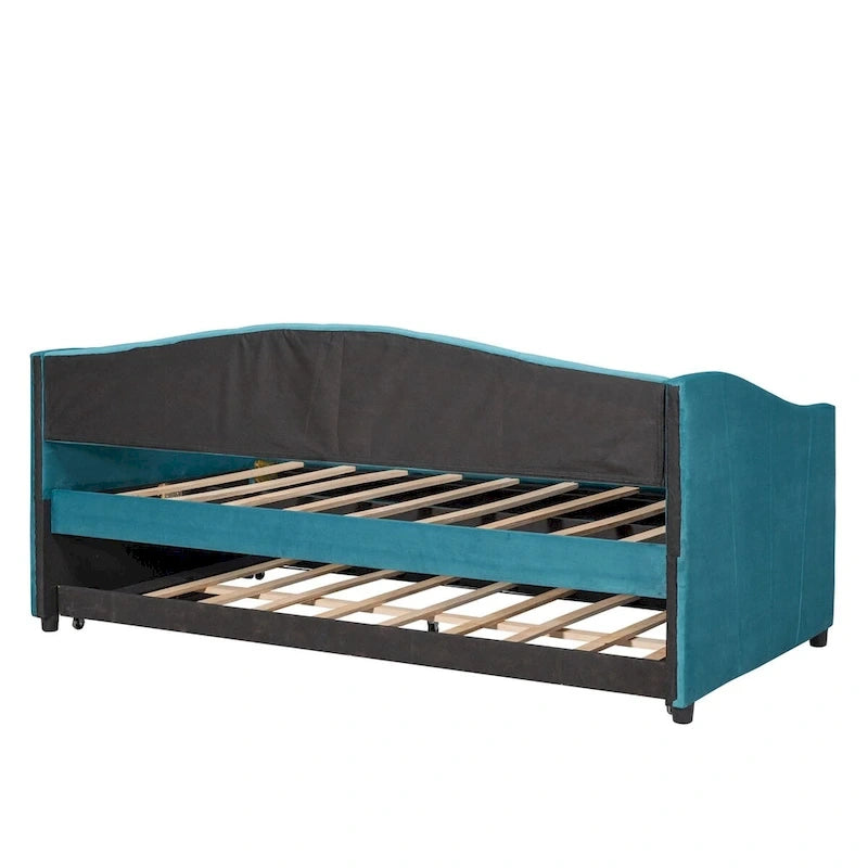 Twin Velvet Daybed with Pull-Out Trundle