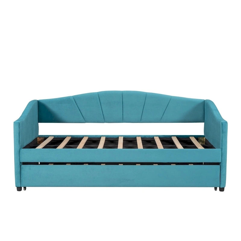Twin Velvet Daybed with Pull-Out Trundle