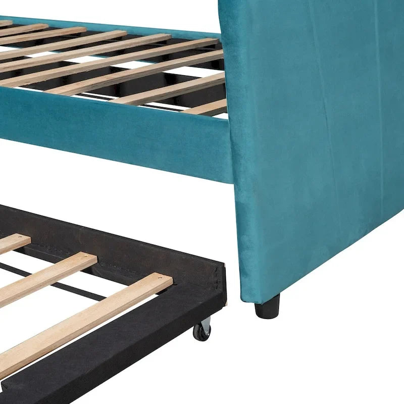 Twin Velvet Daybed with Pull-Out Trundle