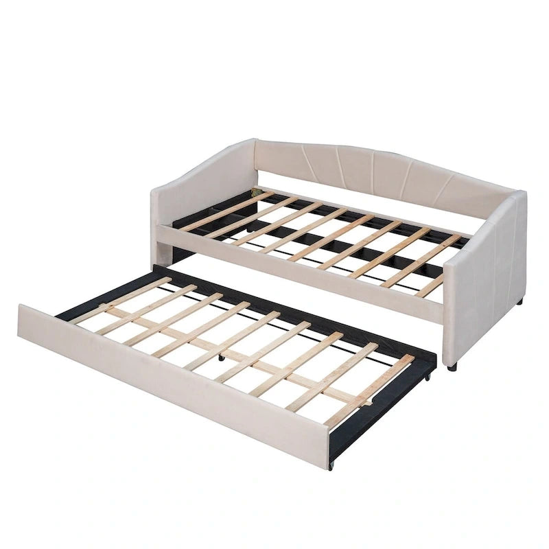 Twin Velvet Daybed with Pull-Out Trundle