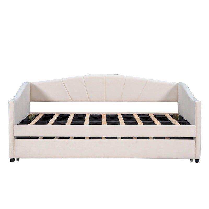 Twin Velvet Daybed with Pull-Out Trundle