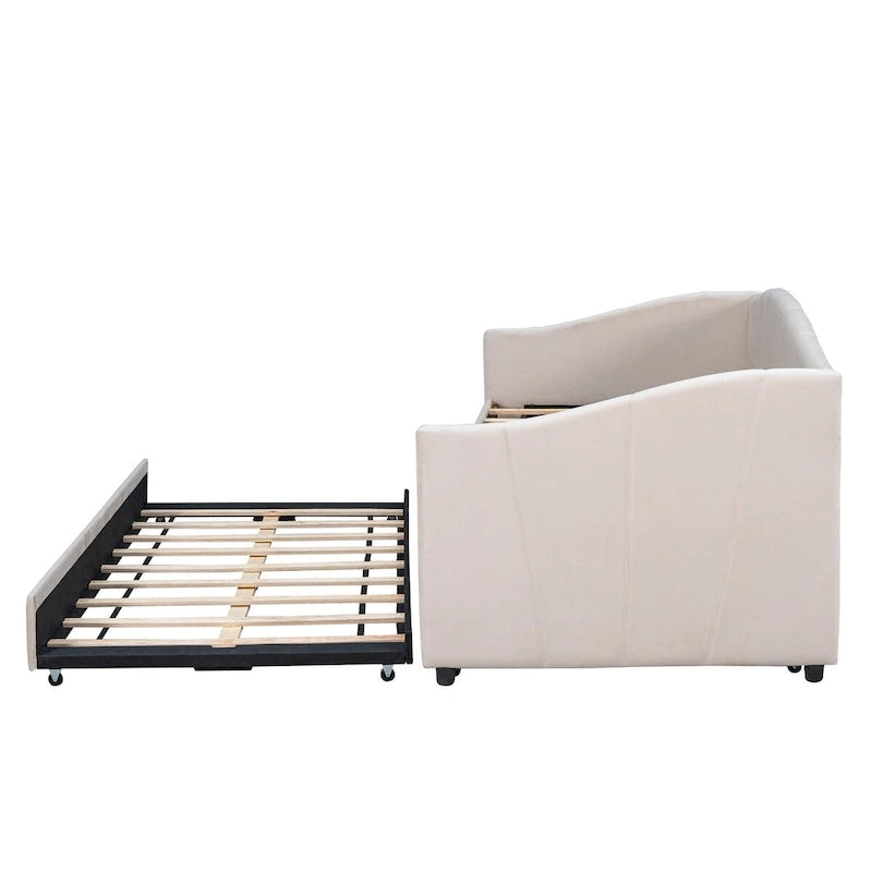 Twin Velvet Daybed with Pull-Out Trundle