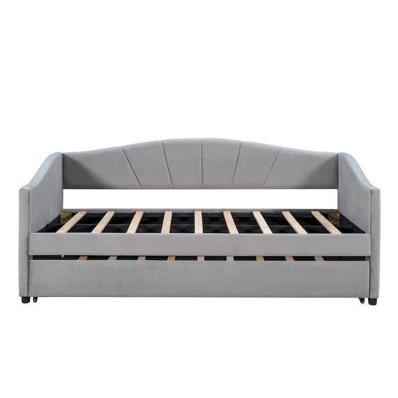 Twin Velvet Daybed with Pull-Out Trundle
