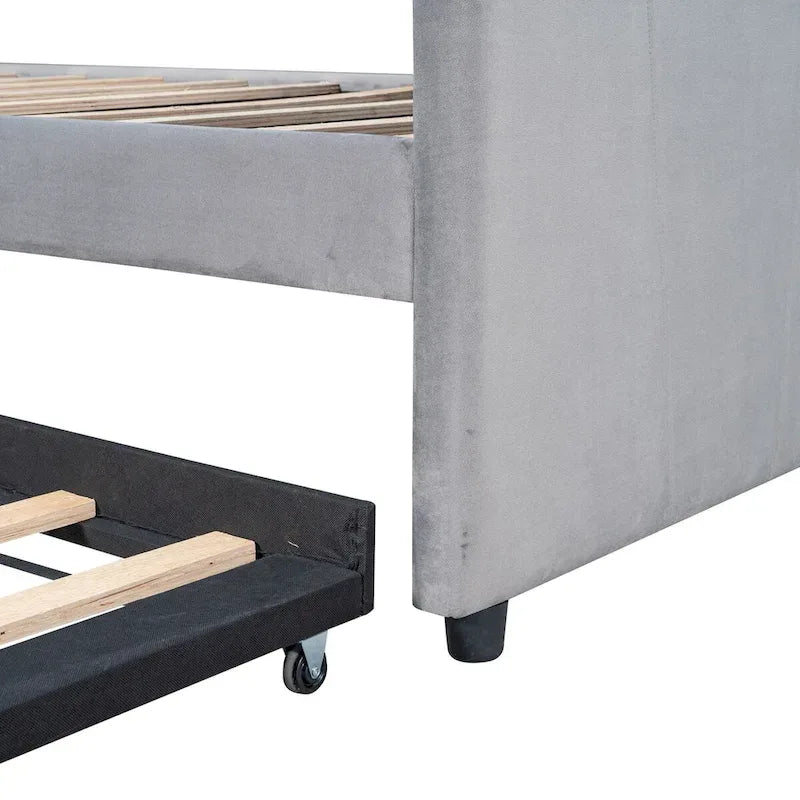 Twin Velvet Daybed with Pull-Out Trundle